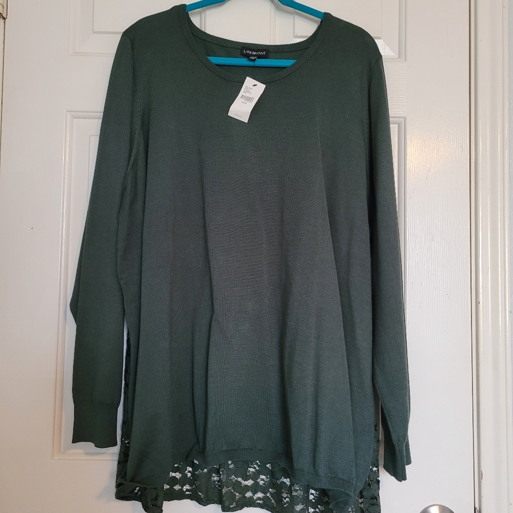 Womens Plus 26/28 dark green sweater, NWT